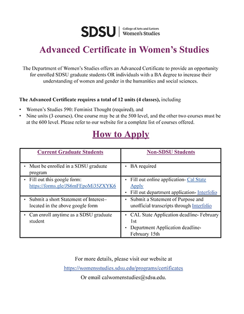 flyer for advanced cerificate